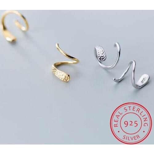 100% 925 Sterling Silver Womens Snakelike Ear Bones Ear Buckle Ring Tightly Packed Mini Double Ring Earrings DA266