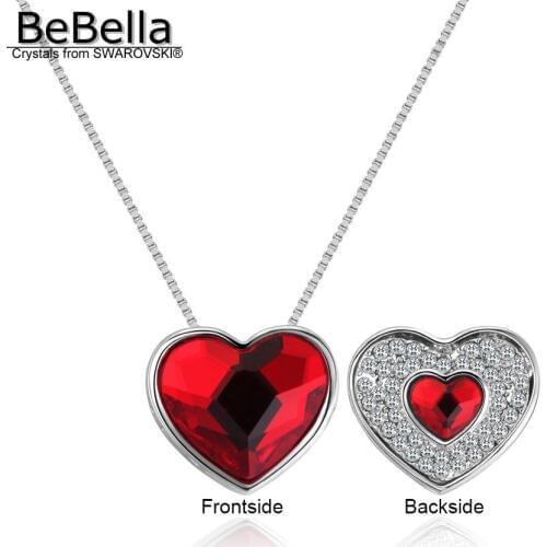 BeBella heart shape crystal drop pendant necklace with Crystals from Swarovski trendy fashion for women girl Wedding gift