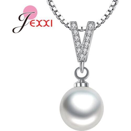 NEW 925 Sterling Silver Necklaces for Women Charming Austrian Crystal with Pearl Pendant Fashion Wedding Engagement Date Jewelry