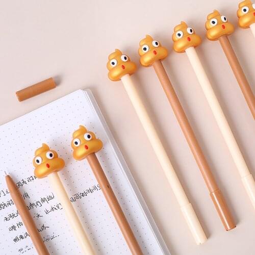 1 PCS Creative Gold Shit Gel Pen Strange 0.5mm Blue Black Ink Writing Signing Pens Office Student Stationery Supply