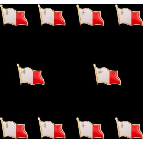10PCS/Set Malta Patriotism National Waving Flag Lapel Pin Hat/Tie/Tack Safety Pins