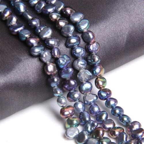 4mm Small Natural Pearls Blue Freshwater Perle Bead Baroque Navy Potato Seed Loose Pearl Beads For DIY Jewelry Making 14" Strand