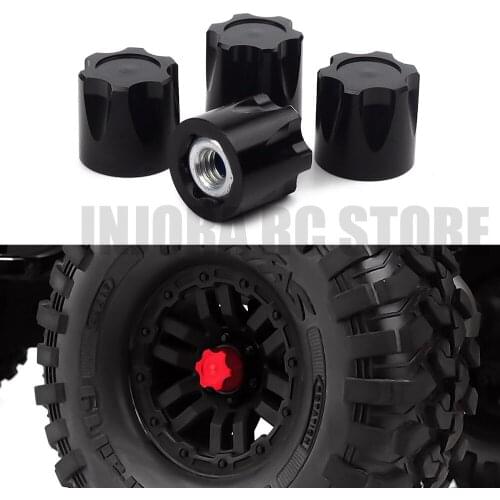 4Pcs Aluminum Alloy M4 Nut Center Cap Wheel Rim Hub for 1/10 RC Crawler Car Axial SCX10 Traxxas TRX4 D90 Tamiya MST