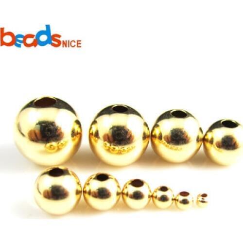Beadsnice Gold Filled Tiny Seamless Smooth Round Spacer Beads for Jewelry Craft Making Findings Corrugated Beads ID26093