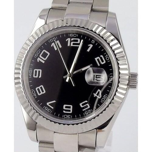 39MM Sterile Dial Sapphire Glass Date Mechanical Luminous Number 21 Jewels MIYOTA 8215 Movement Automatic Mens Wristwatch