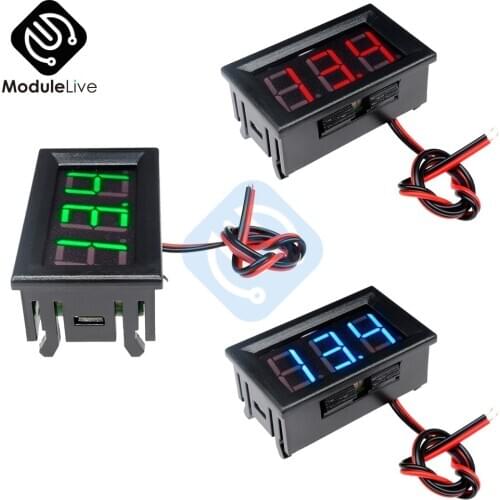 0.56'' 0.56 inch 2 Wires Digital LED Voltmeter DC 4.5-30V Vehicles Motor Volt Voltage Panel Meter Voltmeter Tools Red Green Blue