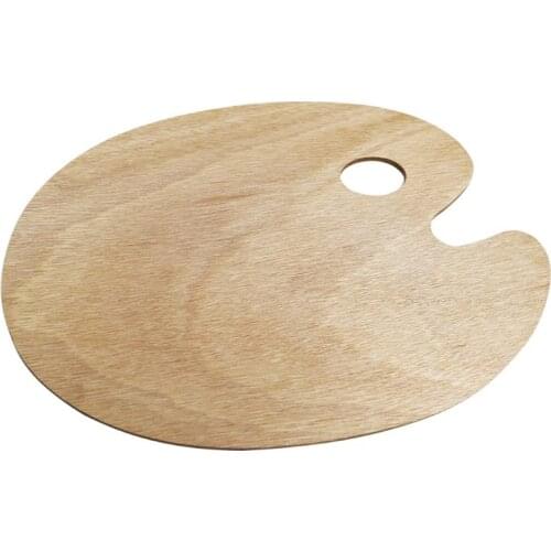 Wooden Artists Palette with Thumb Hole Oil Acrylics Paint Palette Tray for Adult 4X7E