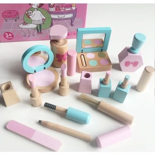 Kids wooden make up toy for girls set Pretend Play Princess Simulation Toy For Girls Dressing Cosmetic dress up toy