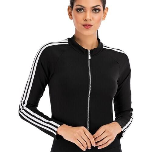 Fitness T-shirt Workout Tops Sports Wear For Women Zipper Long Sleeve Yoga Gym Crop Top Solid Breathable Running Shirt