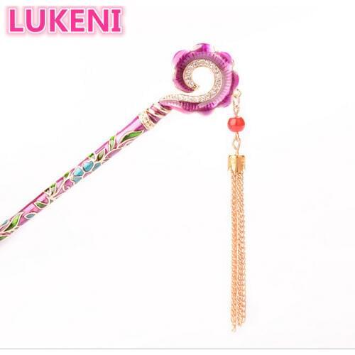 Retro fashion noble Cloisonne Multicolor Hair sticks Wedding headdress Hair comb Fashion jewelry For women Free shipping