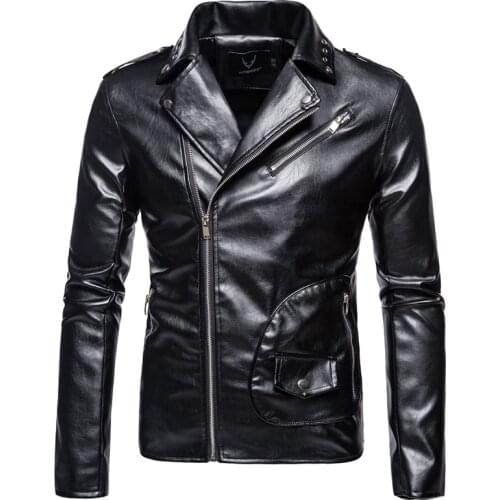 Fad New Motorcycle Leather Jacket Men Autumn Slim Fit Biker Leather Jacket Fashion Mens Clothing Tops Outerwear Oversize 5XL