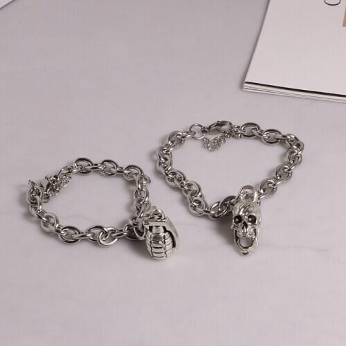 Trendy Punk Bracelet Bangle for Men Women Jewlery Gift Charm Cool Titanium Steel Link Chain Skeleton Jewelry No Fading Bracelets