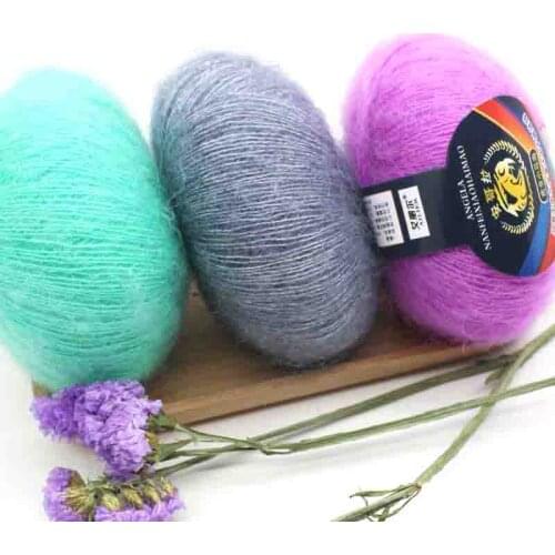 Mohair FLUFFY 25g coloured Lace DIY Wool Fashion Yarn Baby Soft LUXURY Crochet HandCraft Knitting Thread GLOSSY