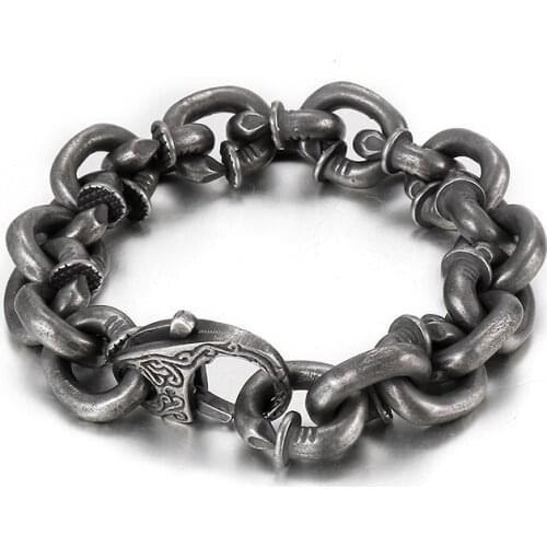 Creative Totem Mens Stainless Steel Bracelet Link Chain 13mm 9 inch 100g weight VIntage Black Jewelry