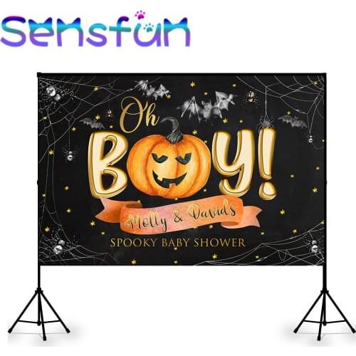 Night Pumpkin Spider Net Boy Baby Shower Halloween Party Backgound Photography Props Backdrop for Photo Studio Photophone Vinyl