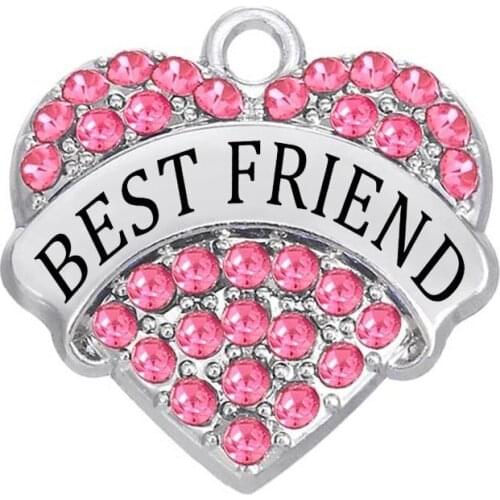 Wholesale Jewelry Making Accessories Crystal Heart BFF Best Friends Forever Charm