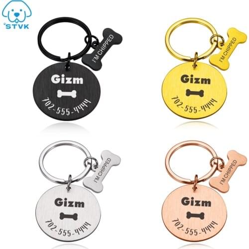 Personalized Dog Cat Tags Engraved Cat Dog Puppy Pet ID Name Custom Engraved Necklace Chain Charm Supplies For Pets Tag Products