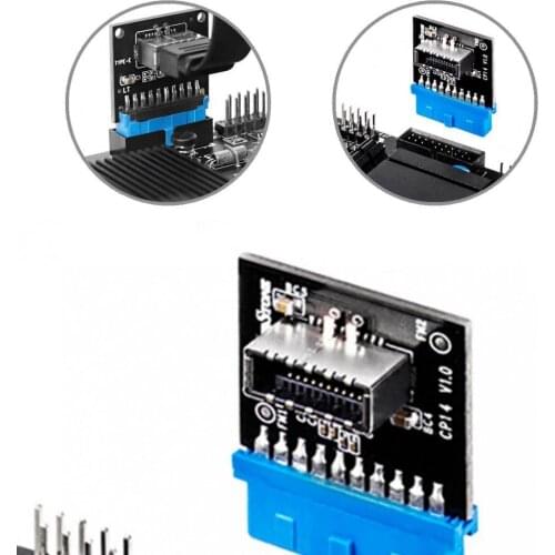 Mini USB3.0 19Pin to Type-E 20Pin Mini Converter Board Lightweight Extension Adapter Card High Strength for Computer
