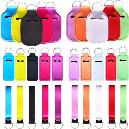 10set 30ml Portable Refillable Empty Travel Bottles with Keychain Holder Keychain Bottle Container with Flip Caps
