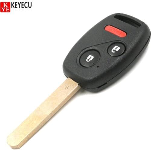 Keyecu Remote Head Key 2 Button with Panic 313.8Mhz for Honda CRV Fit Insight Accord with Uncut Blade FCC:MLBHLIK-1T