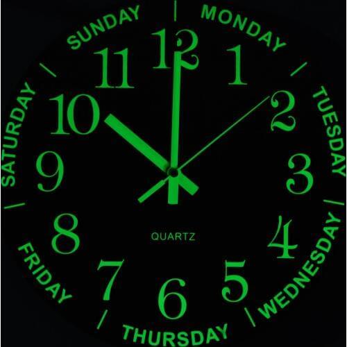 Luminous Wall Clock12 Inch Number Quartz Glow Hanging Clocks Wooden Silent Night Light In Dark Night Living Rooms Wall Clocks