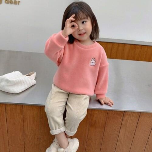 Girls' Hoodies Sweatshirts Kids Outwear 2021 Polar Velvet Thicken Warm Winter Autumn Cotton Fleece Plus Size Childrens Clothing