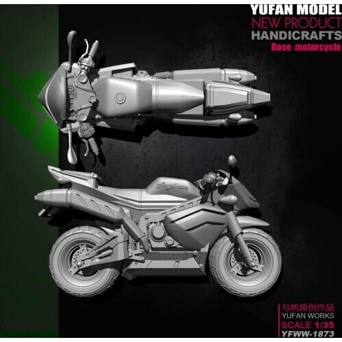 Yufan Model 1/35 Model Kit Resin Soldier motorcycle Model Yfww-1873
