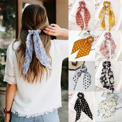 1PC Beach Ribbon Flower Printted Lady Hairpin Elastic Hairband Bohemian Style Summer Headwear Fashion New