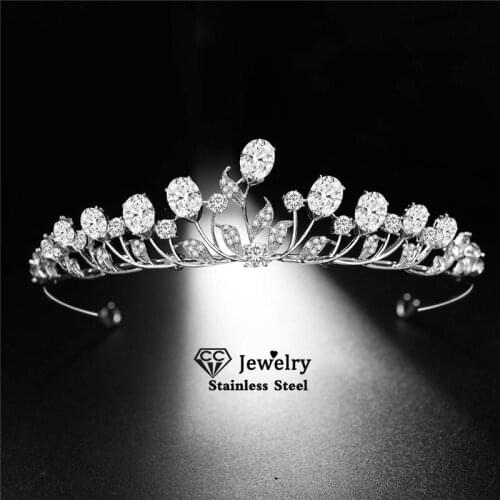 CC Bridal Crown Wedding Accessories for Women Engagement Hair Ornaments Crystal Hairwear Trendy Tiaras 100% Handmade Diadem HS68