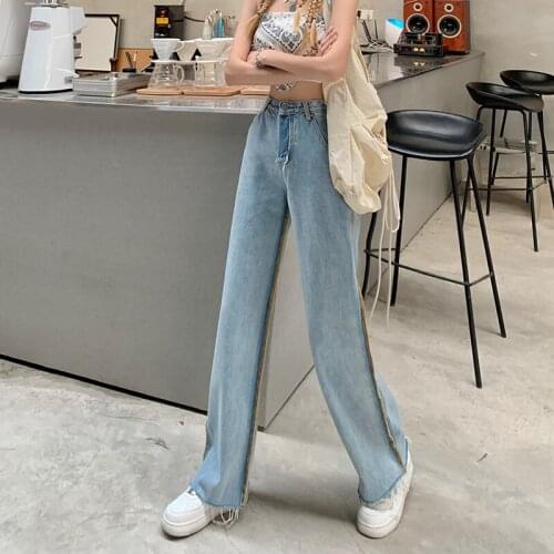 Women Casual High Waist oversized Summer Denim Pants 2021 New Wide Leg Jeans Streetwear Vintage Loose Blue Boyfriend Trousers