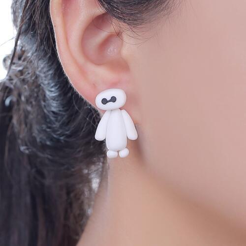 TTPAIAI 30 Brand Cute Cartoon White Doll Earrings For Women Girl Fashion Handmade Polymer Clay Stud Earrings Kid Best Gift