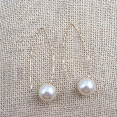 Gold Color Concise Long Created Pearl Earring for Women Acessorios Para Mulher