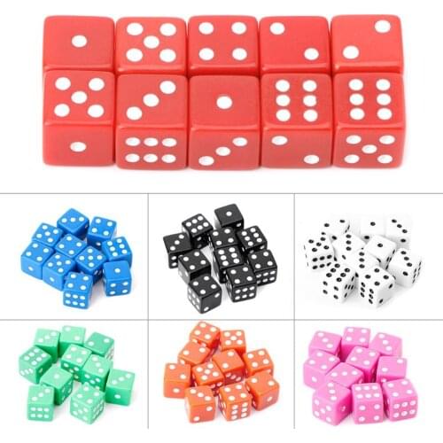 10pcs 15mm Multicolor Acrylic Cube Dice Beads Six Sides Portable Table Games Toy A0KA
