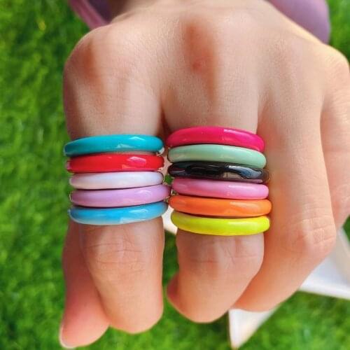 10PCS, New Candy Color Enamel Rings for Women Fashion Simple Open Finger Ring Wholesale Jewelry Female Bijoux