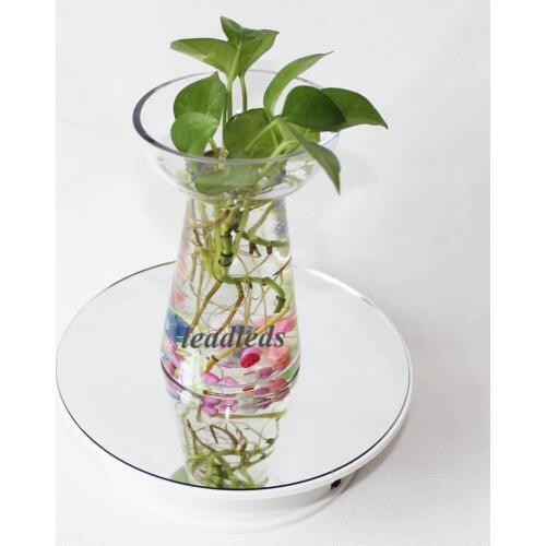 2 pieces 8inches Mirror Top Battery / Adapter Power Rotating Rotary Display Stand Turntable Max Load 1kg video shooting props