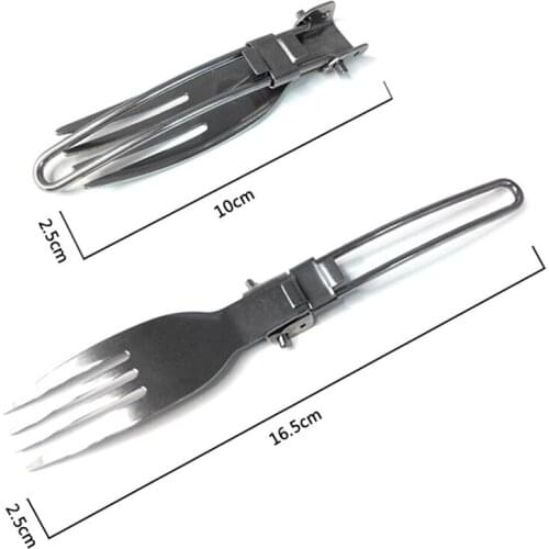 3pcs Long Cookware Backpack Spork Fork Stainless Steel Fold Cutter Utensil Spoon Set Combo Picnic Camp Cutlery Tableware E7