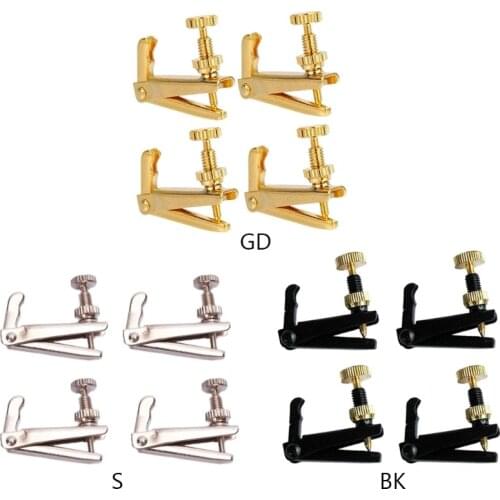 4pcs Violin Fine Tuner Violin Parts String Metal Adjuster for 3/4-4/4 Violin