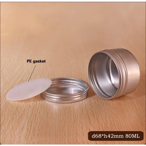 50pcs/lot 80g Aluminum Cosmetic Jar Inner Lid Screw Thread Cream Pot 42mm diameter Lip Balm Mask Tin Ointment Hand Cream Box
