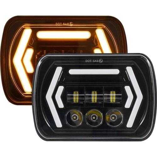 7Inch 7X6 5X7 LED Headlights Driving Running Light Hi-Lo Beam Halo for Jeep Cherokee XJ Wrangler YJ Comanche MJ