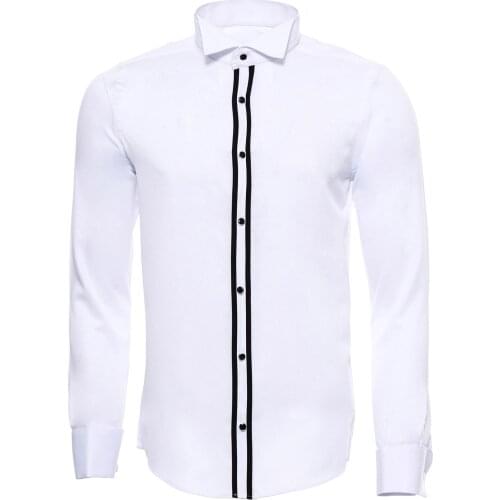 White Stand Collar Formal Shirt