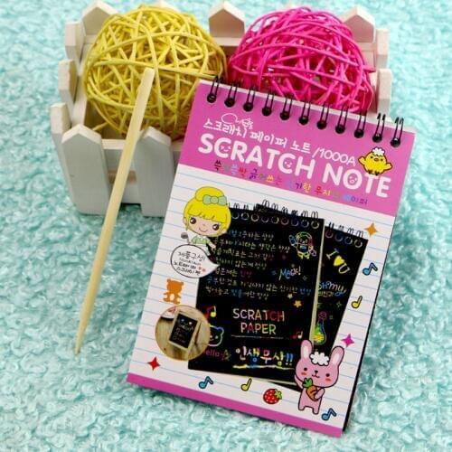Scratch Note Black Cardboard Creative DIY Draw Sketch Notes for Kid Toy Notebook
