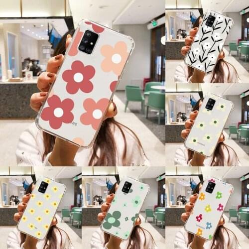 Flowers pink design painting Phone Case Transparent For Samsung S A M J 21 20 50 30 60 5 7 51 71 90 11 10 J710 e p PLUS Prime 5G