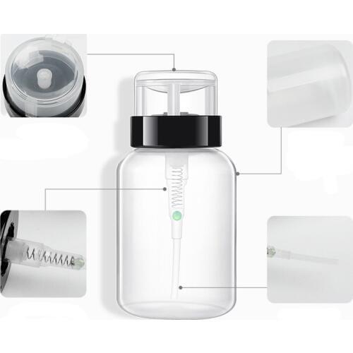 200ml Nail Polish Remover Cleaning Liquid Sub-bottle Empty Pump Dispenser Bottle Thicken Cover With Lock Press Refillable Bottle