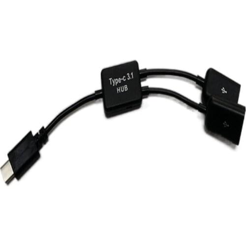 Micro USB / Type C To 2 OTG Dual Port HUB Cable Y Splitter Micro-USB Type-C Adapter Converter for Tablet Android Mouse Keyboard