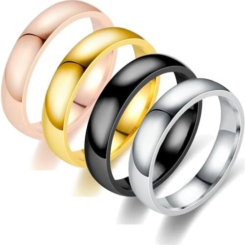High Quality 6mm Wholesale Stainless Steel Jewelry Fashion Rose Gold Rings for Mens and Womens Exclusive Couple Wedding Ring