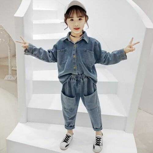 Girls Suit Coat+Pants 2Pcs/Sets 2021 Blue Spring Autumn Teenager Kid School Outdoor Clothes Kids Children Clothing