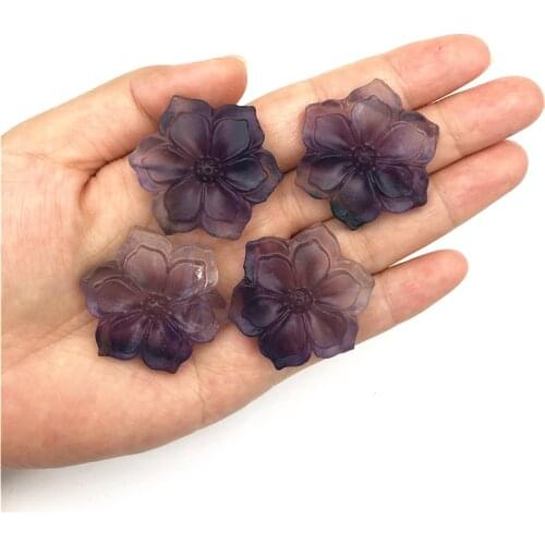 Beautiful 1PC Natural Fluorite Bauhinia Shaped Crystal Flower Stones Hand Carved Crystal Healing Decor Natural Quartz Crystals