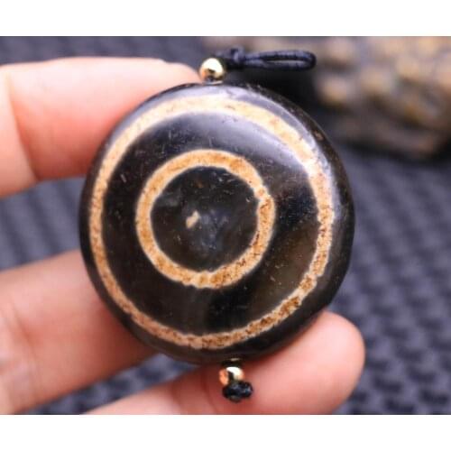 LKbrother sauces top quality Energy Tibetan Old Agate Heaven Eye Goat Eye Large dZi Bead Amulet Pendant AAA