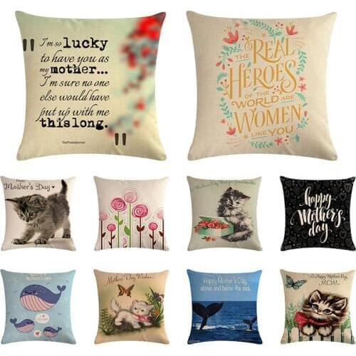 Cute Cat Flower Sofa Decorative Pillow Linen Throw Pillow Home Decor Pillowcove Cushion Covers Pillowcase Gifts ZY1401