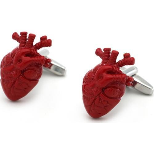 Mens Doctor Cuff Links Copper Material Red Color Bloody Heart